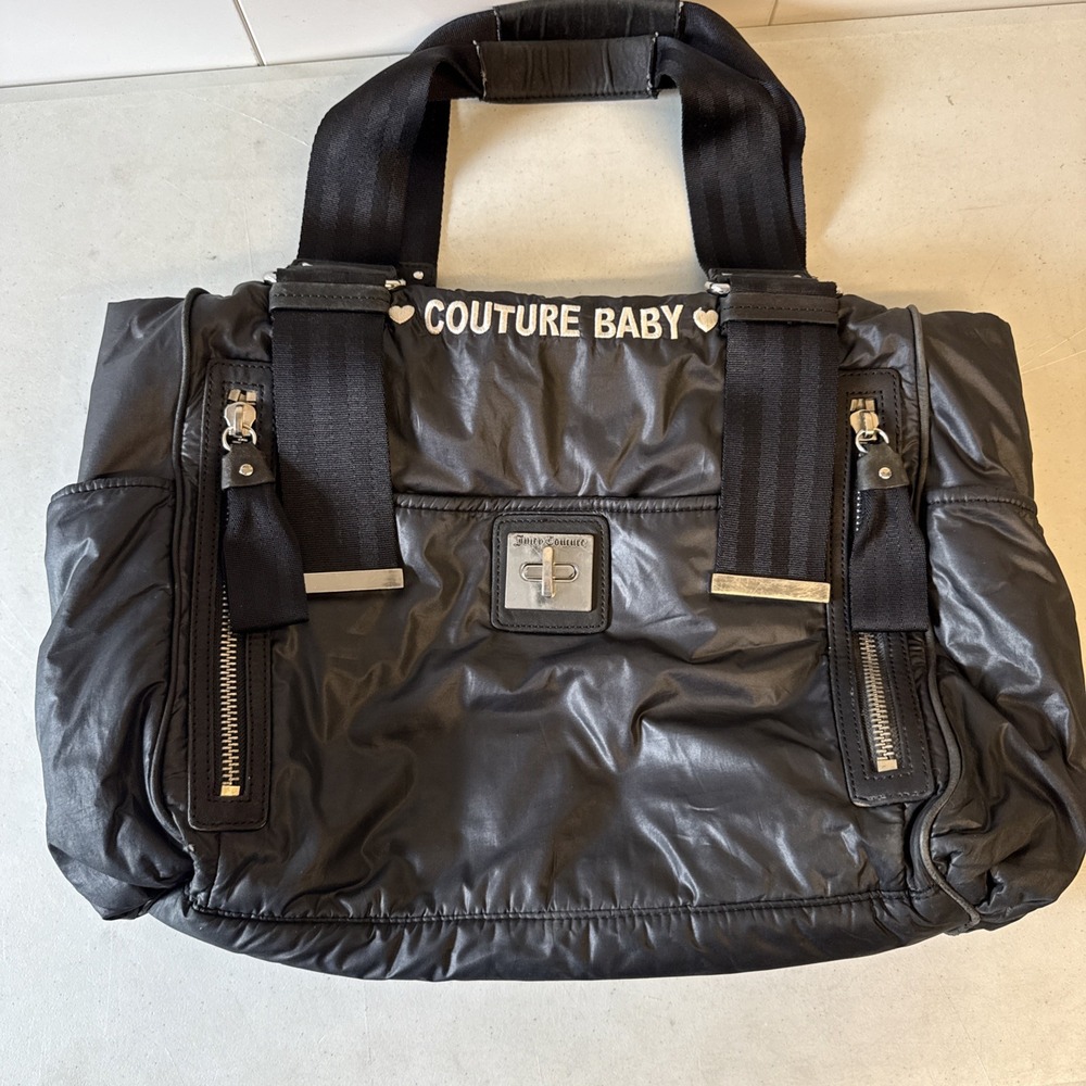 Juicy Couture "Couture Baby" Tote Travel Diaper Bag Black Y2K 00s Vintage RARE